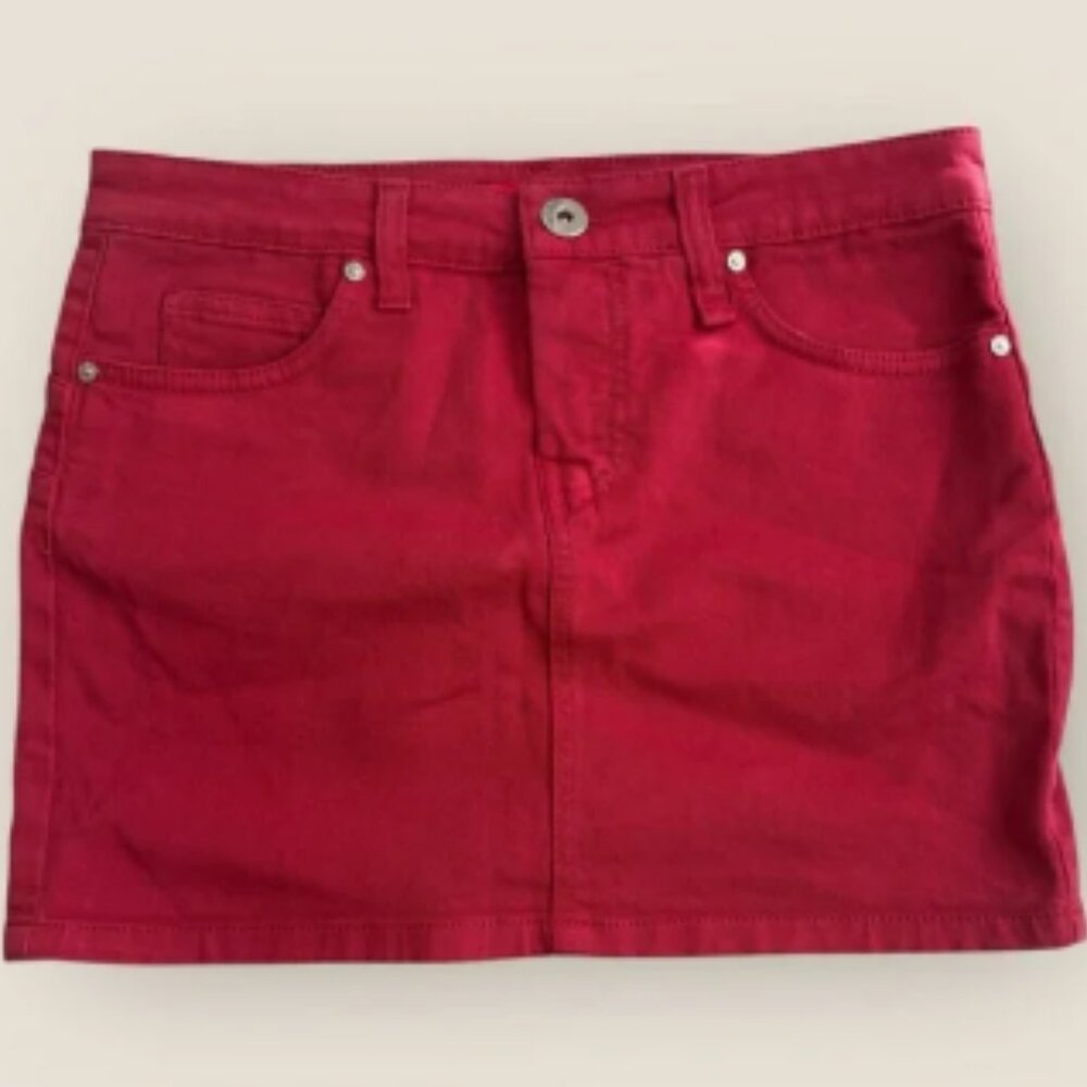 Fiorucci | Red Denim Mini Skirt | Size 26 | NWT